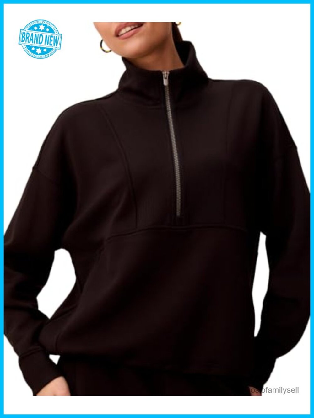 Quarter Zip Mock Neck Athleisure Pullover with Side Pockets